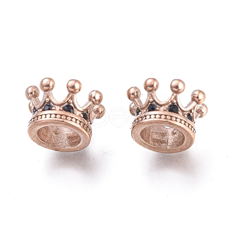 Crown 304 Stainless Steel with Cubic Zirconia European Beads STAS-F243-34RG-1