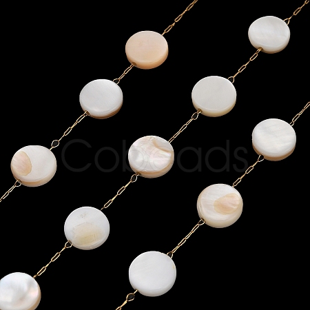 Handmade 304 Stainless Steel Shell Flat Round Link Chains CHS-B011-01A-G-1