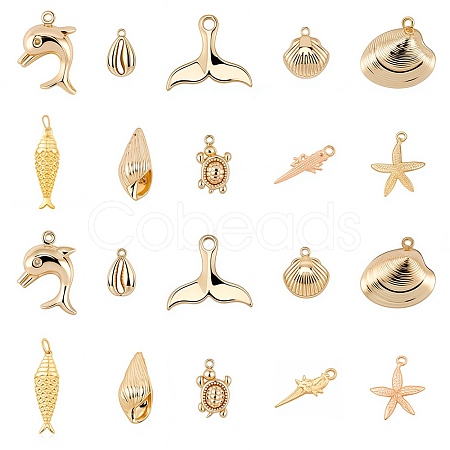Ocean Theme Brass Pendants KK-SC0001-54G-1