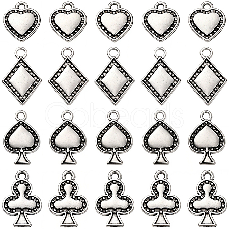 72Pcs 4 Styles Tibetan Style Alloy Pendants FIND-SC0019-40AS-1