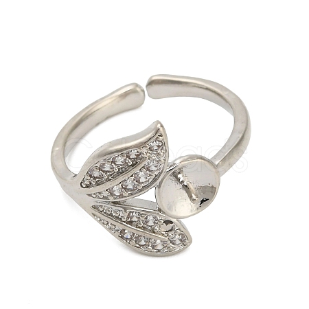 Adjustable Brass Cuff Rings ZIRC-F076-09P-1