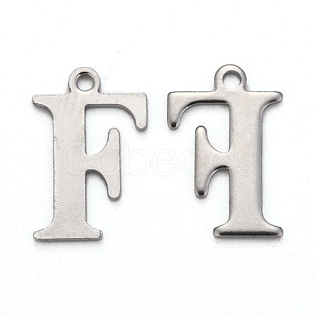 Tarnish Resistant 304 Stainless Steel Alphabet Charms STAS-H122-F-P-1