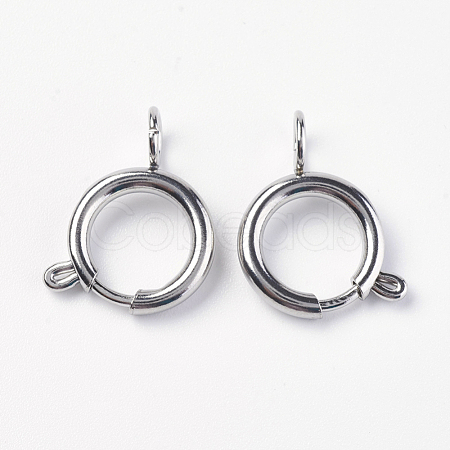 Tarnish Resistant 304 Stainless Steel Smooth Surface Spring Ring Clasps STAS-E143-03B-P-1