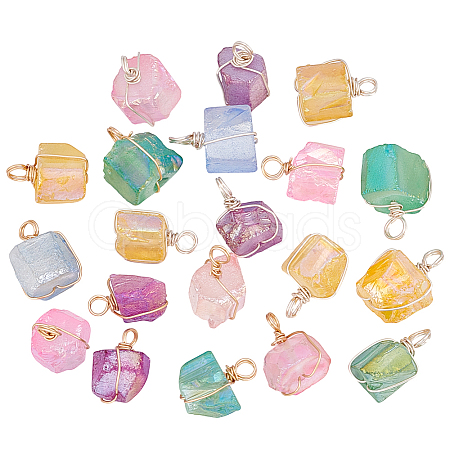 20Pcs 10 Styles Electroplated Natural Quartz Nuggets Pendants FIND-AR0005-64-1
