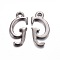 Gunmetal Plated Alloy Letter Pendants, Rack Plating, Cadmium Free & Lead Free, Letter.G, 17x8x2mm, Hole: 1.5mm