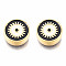 Rack Plating Alloy Enamel Pendants, Light Gold, Cadmium Free & Nickel Free & Lead Free, Flat Round with Evil Eye, White, 12x4.5mm, Hole: 2mm