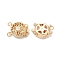 Rack Plating Flower Brass Box Clasps, 2-Strand, 4-Hole, Real 18K Gold Plated, 12x16x5.5mm, Hole: 1.8mm