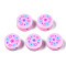 Handmade Polymer Clay Beads, for DIY Jewelry Crafts Supplies, Flat Round with Flower, Pearl Pink, 9.5~10x4.5mm, Hole: 1.8mm