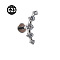 G23 Titanium with Clear Cubic Zirconia Threadless Labrets, Moon, Stainless Steel Color, 8mm, Pin: 1.2mm