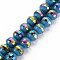 Electroplate Opaque Solid Color Glass Beads Strands, Rainbow Color Plated, Faceted, Round, Steel Blue, 10x9.5mm, Hole: 1.4mm, about 39~40pcs/strand, 14.17 inch~14.57 inch(36~37cm)