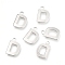 Non-Tarnish 201 Stainless Steel Charms, Alphabet, Letter.D, 12x8x0.6mm, Hole: 1.4mm