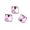 Glass Rhinestone Cabochons, Point Back & Back Plated, Faceted, Square, Light Rose, 5x5x2mm