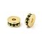 Rack Plating Brass Micro Pave Cubic Zirconia Beads, Long-Lasting Plated, Lead Free & Cadmium Free, Flat Round/Disc, Real 18K Gold Plated, Green, 6x2.3mm, Hole: 1.6mm