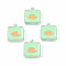 Transparent Acrylic Beads, with Enamel, Square with Duck, Pale Green, 24x23x8mm, Hole: 3mm