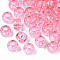 Transparent Acrylic European Beads, Large Hole Beads, with Glitter Powder, AB Colour Plated, Column, Pink, 6x9mm, Hole: 4mm, about 1900pcs/500g