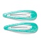 Cute Iron Snap Hair Clips, with Enamel and Powder, Teardrop, for Childern, Turquoise, 48.5x14x2mm