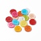 Acrylic Sewing Buttons, Plastic Buttons for Costume Design, 4-Hole, Dyed, Flat Round, Mixed Color, 15x2mm, Hole: 1.5mm