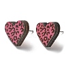 Printing Wood Stud Earrings for Women EJEW-B028-11-1