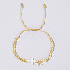 Brass Round Bead Braided Bead Bracelets VB3830-11-1