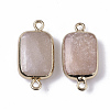 Edge Golden Plated Natural Pink Aventurine Links connectors G-S359-034I-2