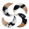 Transparent Resin & Walnut Wood Pendants RESI-S389-056B-A02-1