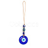 Flat Round with Evil Eye Glass Pendant Decorations EVIL-PW0002-04J-1