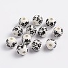8mm Round Black Floral Printed Porcelain Beads X-PORC-Q201-8mm-5-1