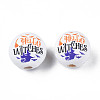Halloween Printed Natural Wood Beads WOOD-S057-092-4