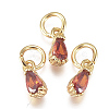 Brass Micro Pave Cubic Zirconia Charms ZIRC-F111-04G-06-1