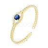 Cubic Zirconia Horse Eye Open Cuff Bangle BJEW-G651-04G-02-3