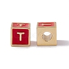 Rack Plating Brass Enamel Beads KK-B060-04G-03T-1