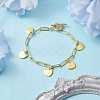 Golden 304 Stainless Steel Charm Bracelets with Brass Paperclip Chains BJEW-JB10031-04-2