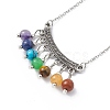 Natural Mixed Gemstone Beaded Curved Rectangle Pendant Necklace NJEW-P274-06-3