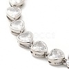 Clear Cubic Zirconia Heart Link Chain Bracelet BJEW-E073-05P-2