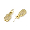 Clear Cubic Zirconia Oval Dangle Stud Earrings EJEW-I277-14G-3
