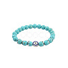 Synthetic Turquoise & Natural Tiger Eye Round Beaded Stretch Bracelets FS-WGB9D7B-02-1