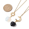 2Pcs 2 Style Opalite & Natural Obsidian Heart Pendant Necklaces Set NJEW-JN04484-3