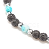 Natural & Synthetic Mixed Gemstone Beaded Stretch Bracelet with Clear Cubic Zirconia Cross for Women BJEW-JB08247-05-6