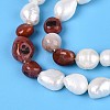 Natural Red Agate Nuggets & Natural Cultured Freshwater Pearl Beads Strands PEAR-N023-01A-02-4