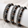 Natural Tiger Eye & Obsidian & Hematite Round Beads Multi-strand Bracelets BJEW-D330-02P-09-3