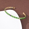 304 Stainless Steel Enamel Cuff Bangles for Women BJEW-H637-02A-G-3