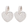 Brass Micro Pave Clear Cubic Zirconia Hoop Dangle Earrings EJEW-G471-30E-P-3
