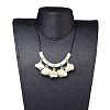 Cowhide Leather Cord Bib Necklaces NJEW-JN02590-01-4
