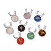 Natural Mixed Gemstone Connector Charms G-G983-02P-1