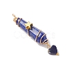 6Pcs 6 Styles Natural Carnelian & Green Aventurine & Rose Quartz & Quartz Crystal & Lapis Lazuli & Amethyst Copper Wire Wrapped Faceted Bullet Heart Pendants PALLOY-JF03482-01-4