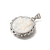 Brass with Natural Shell Carved Pendants KK-Z091-07P-02-2