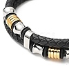 Cowhide Braided Double Layer Bracelet with 304 Stainless Steel Magnetic Clasps BJEW-H552-03PG-4