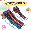 2Rolls 2 Styles Stripe Pattern Printed Polyester Grosgrain Ribbon OCOR-TA0001-37K-3