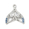 Brass Pave Light Sky Blue and Clear Cubic Zirconia Sea Animal Connector Charms KK-M326-07C-P-1