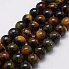 Natural Yellow Blue Tiger Eye(Dyed & Heated) Bead Strands G-P230-07-12mm-1